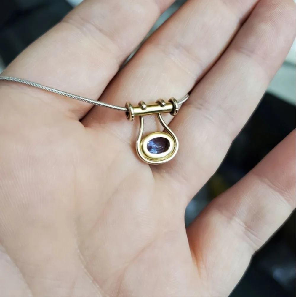14k tanzanite necklace! White gold snake chain and the pendant is yellow gold. T - Picture 8 of 12